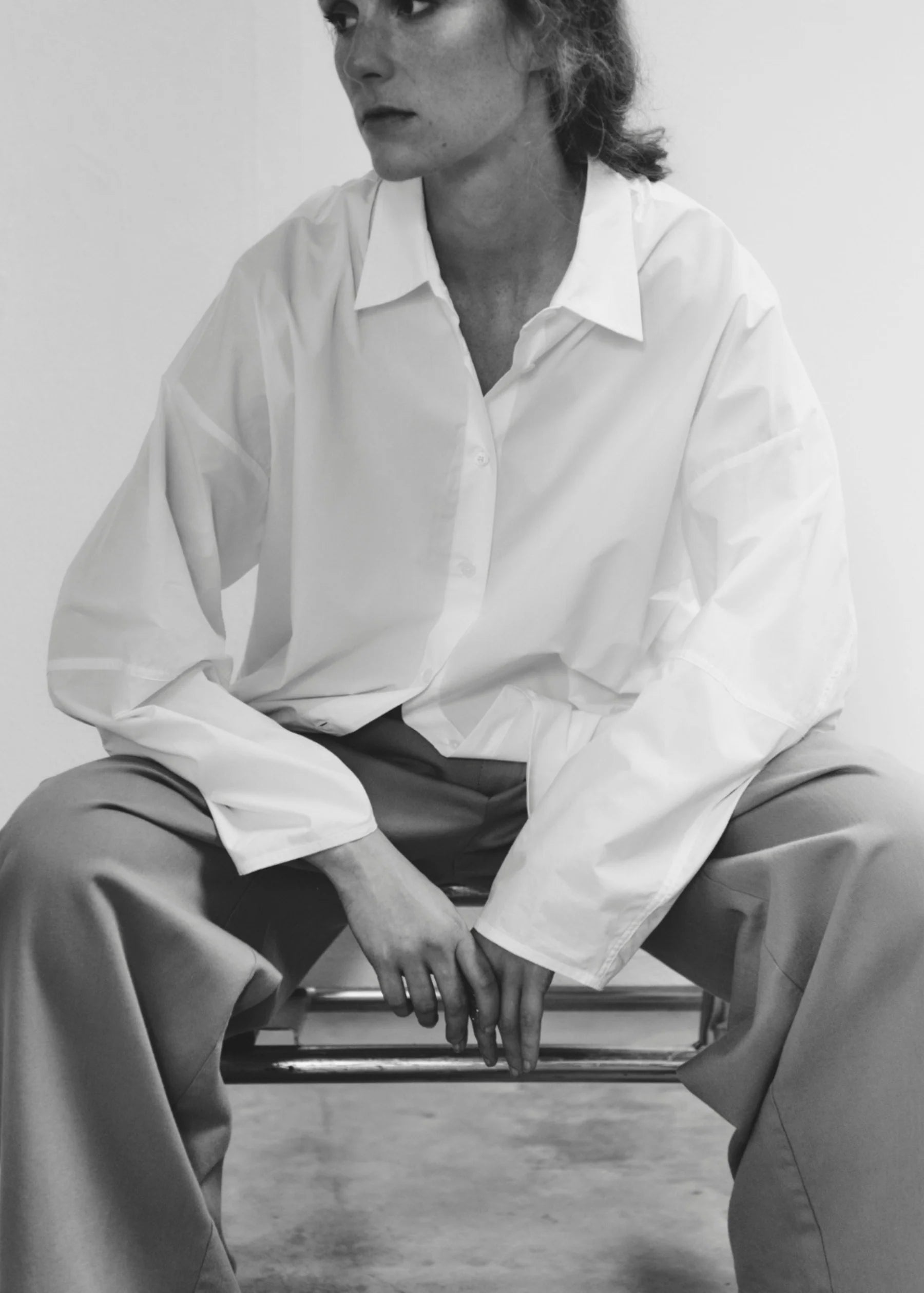 COTTON POPLIN WIDE SLEEVE SHIRT