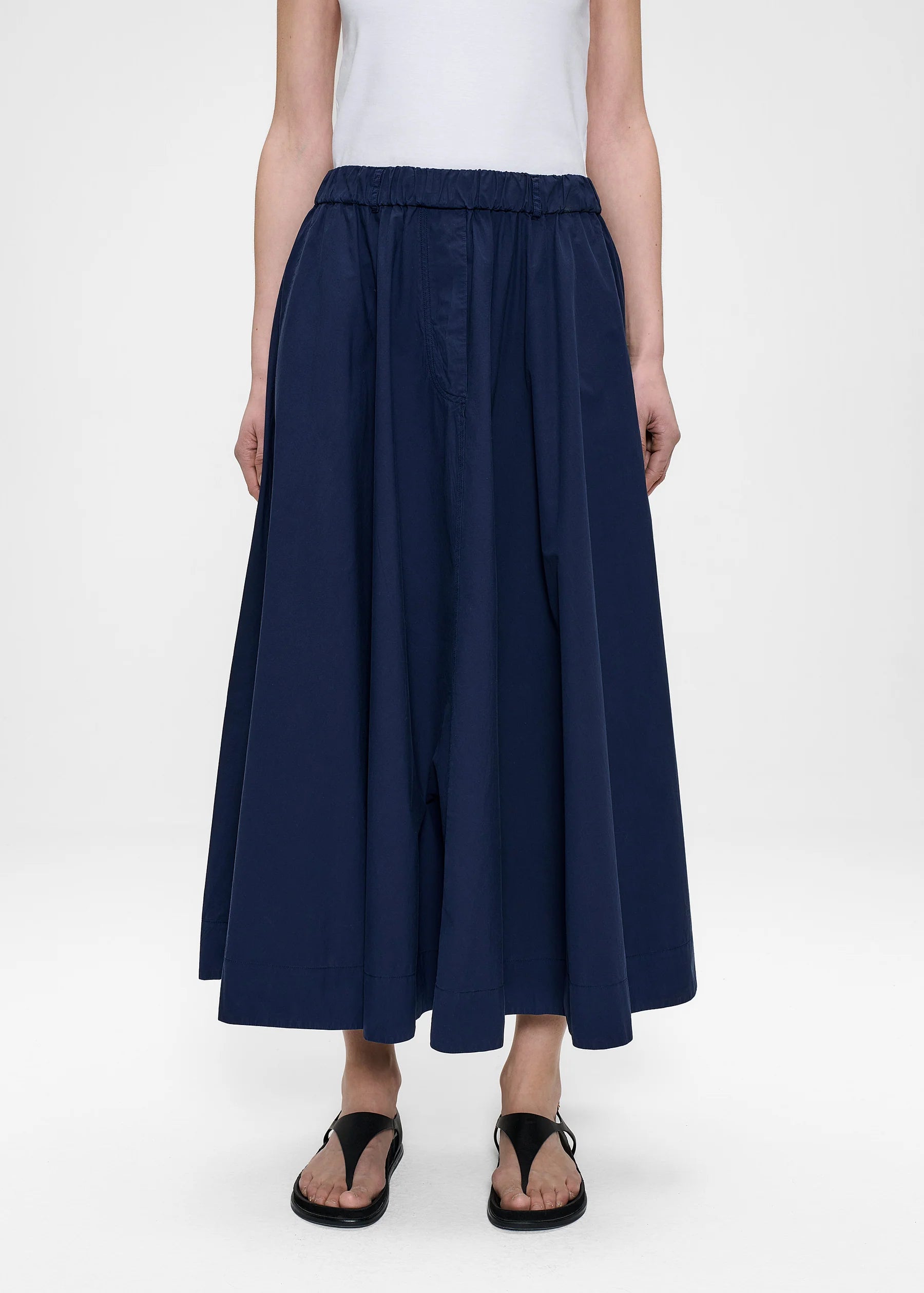 Cotton Poplin Long Wide Skirt