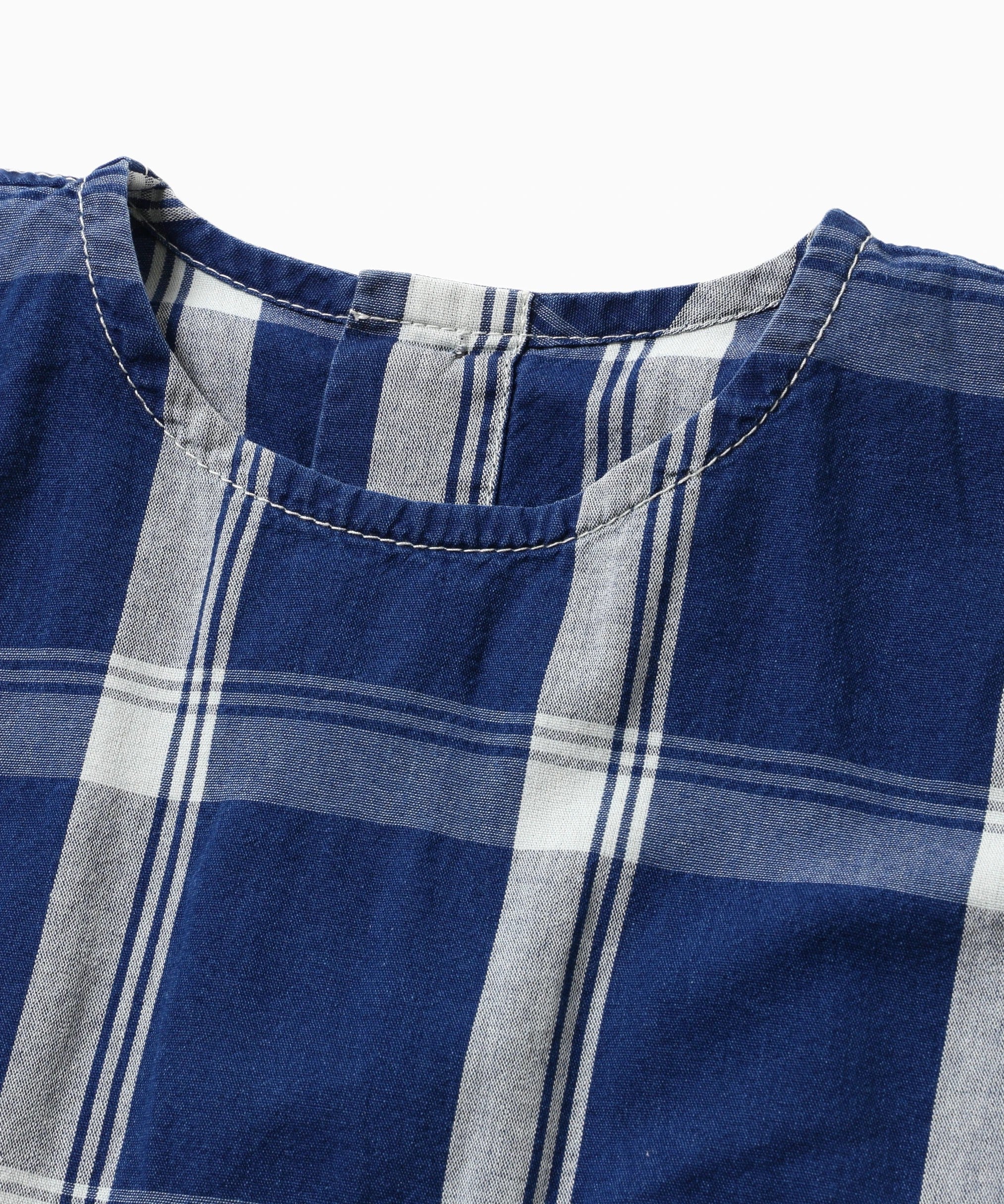 Indigo check SS Pullover