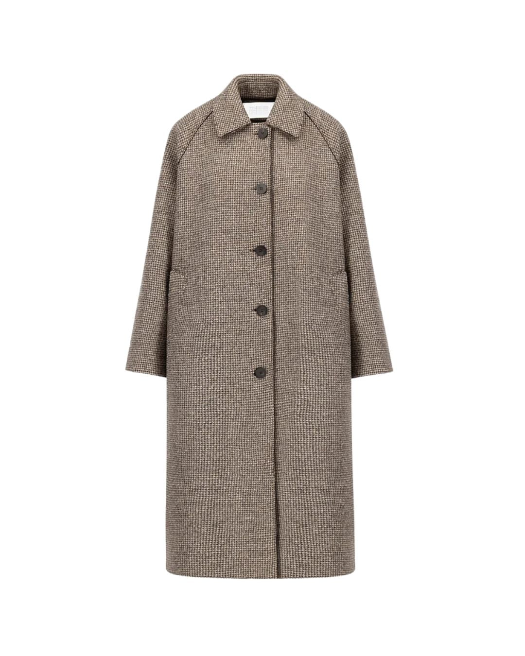 Balmacaan Patterened Coat in Cashmere Blend