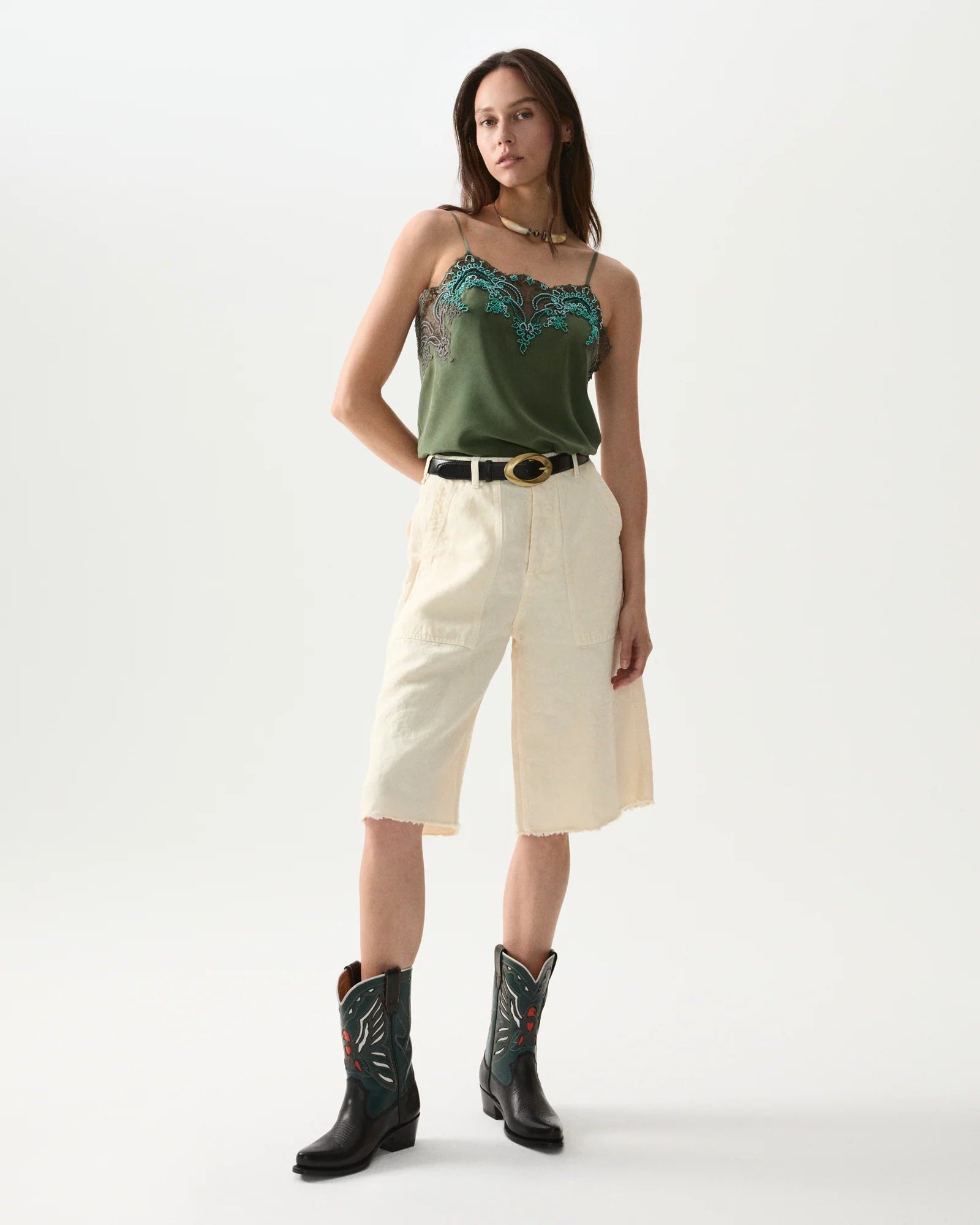 Fatigue Linen Bermuda Shorts