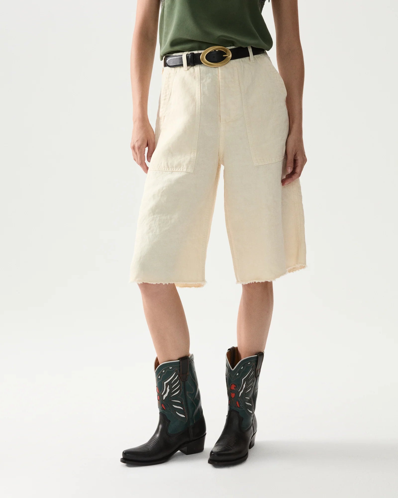 Fatigue Linen Bermuda Shorts