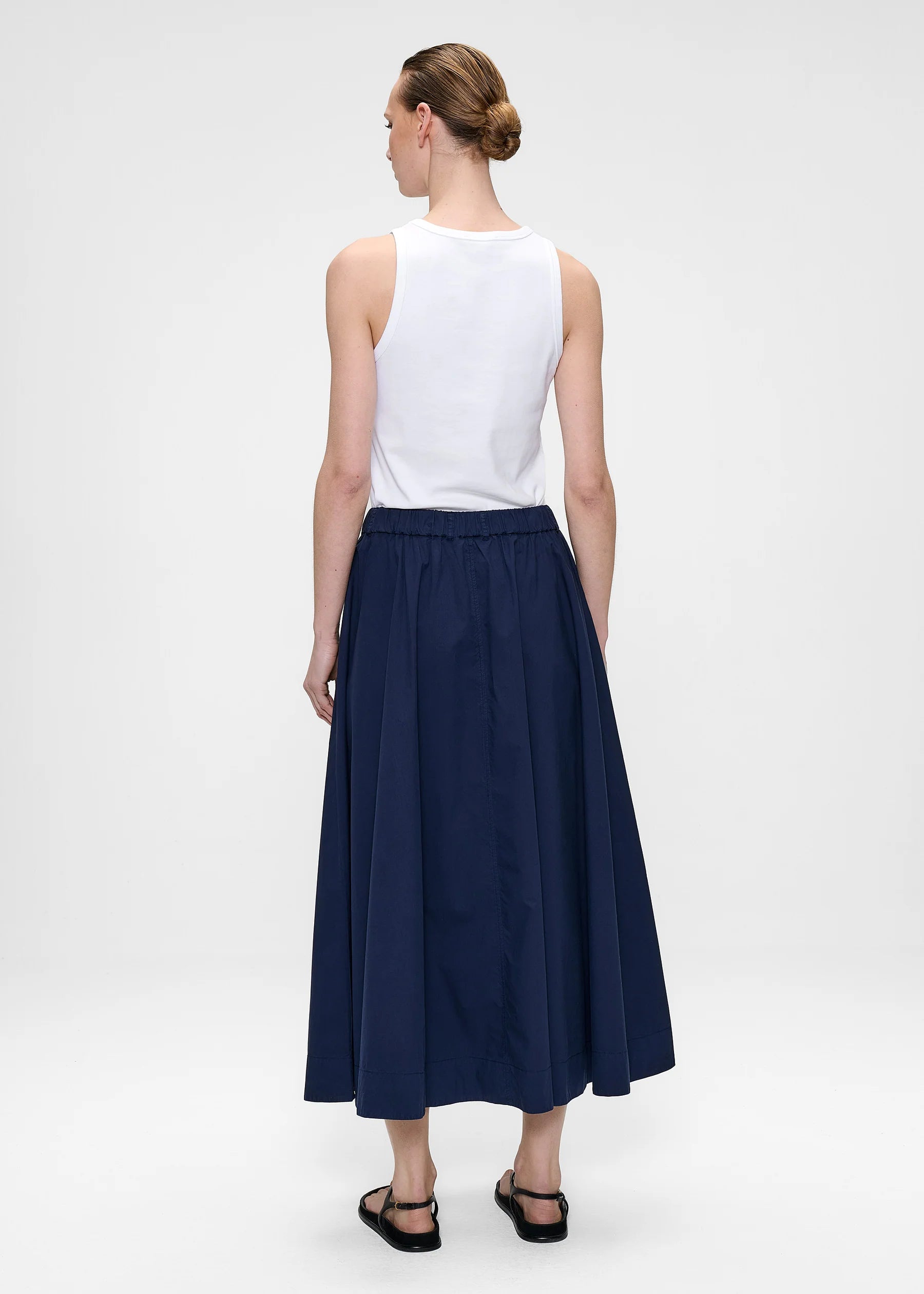 Cotton Poplin long wide skirt