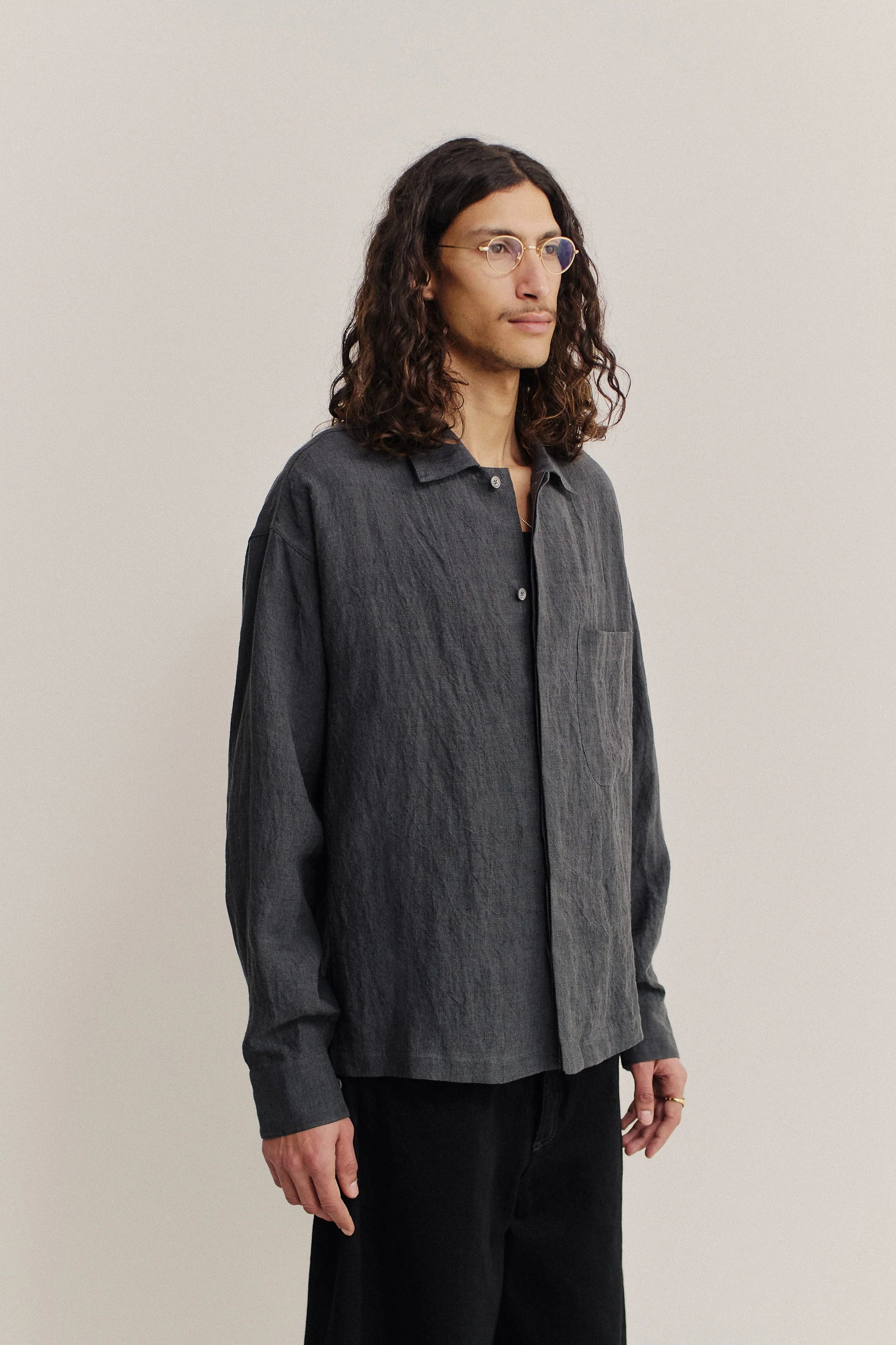 Rumba Shirt - coal linen