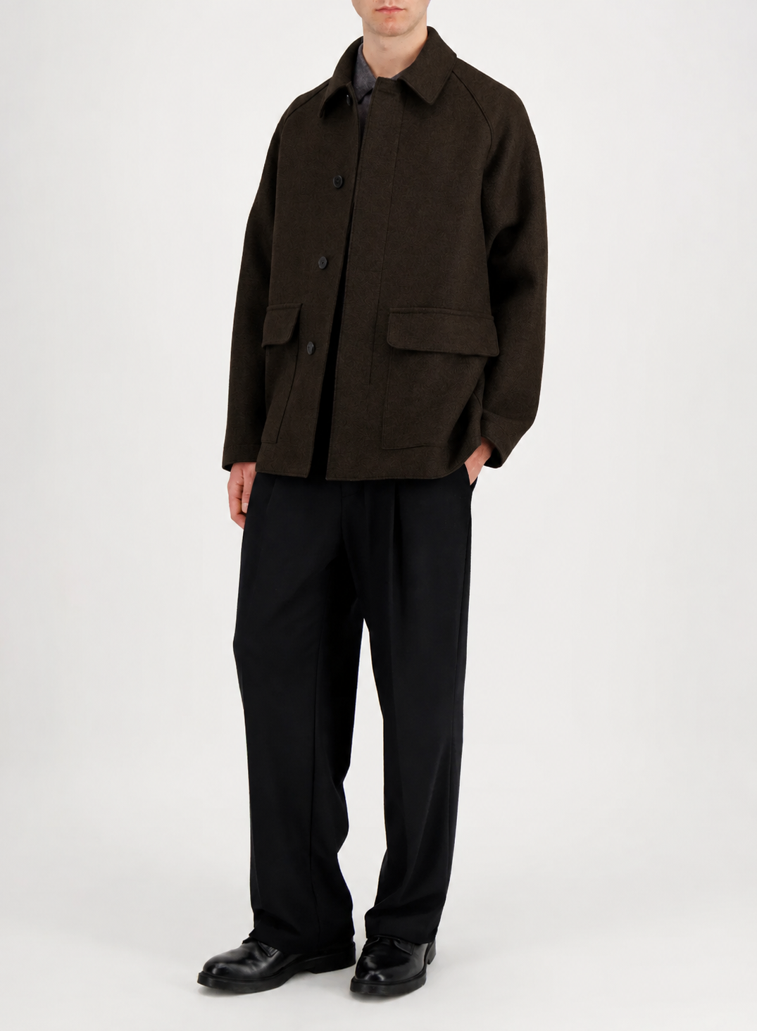 Country Jacket in Virgin Wool – Brown Grey