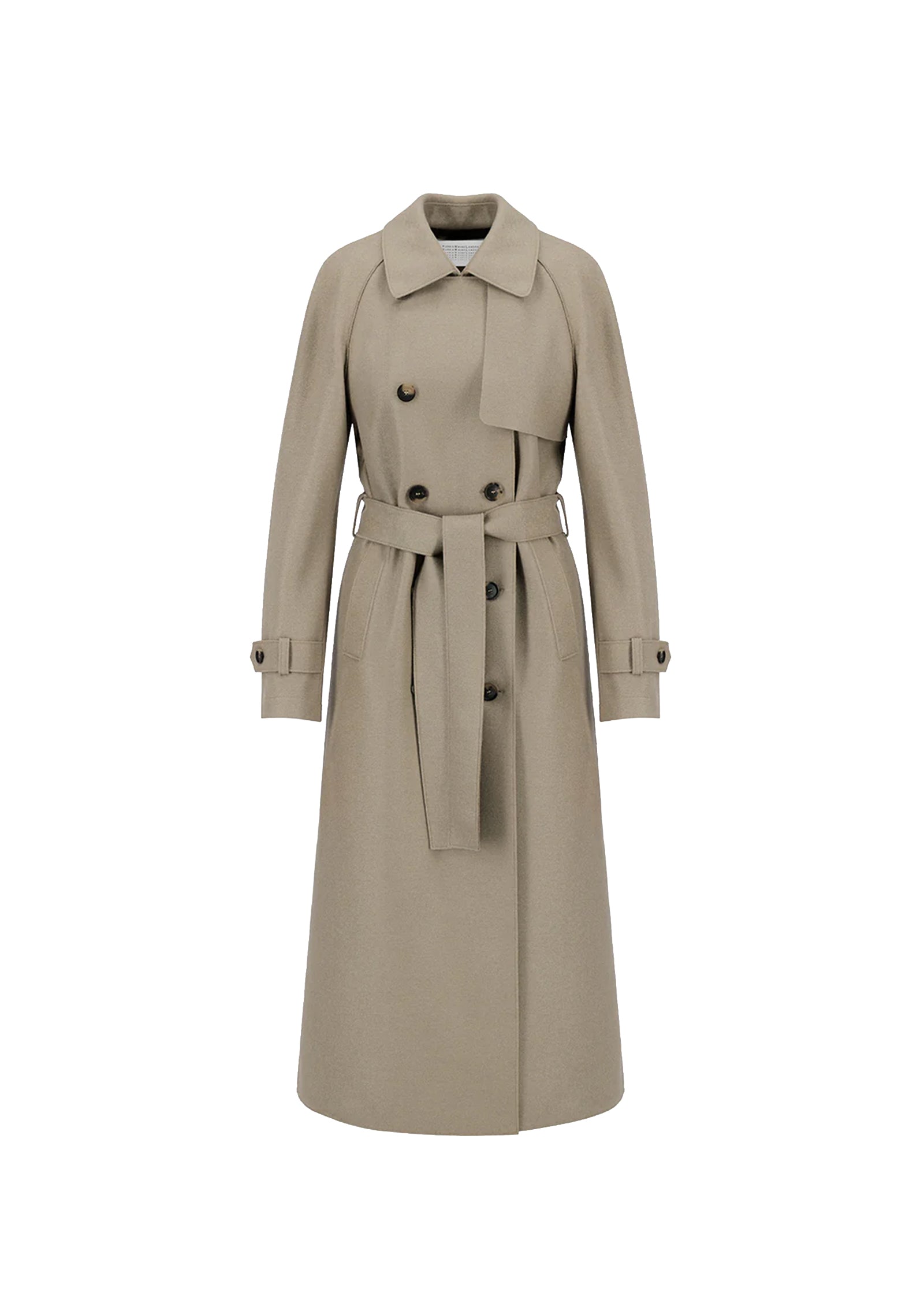 Long raglan trench light pressed wool