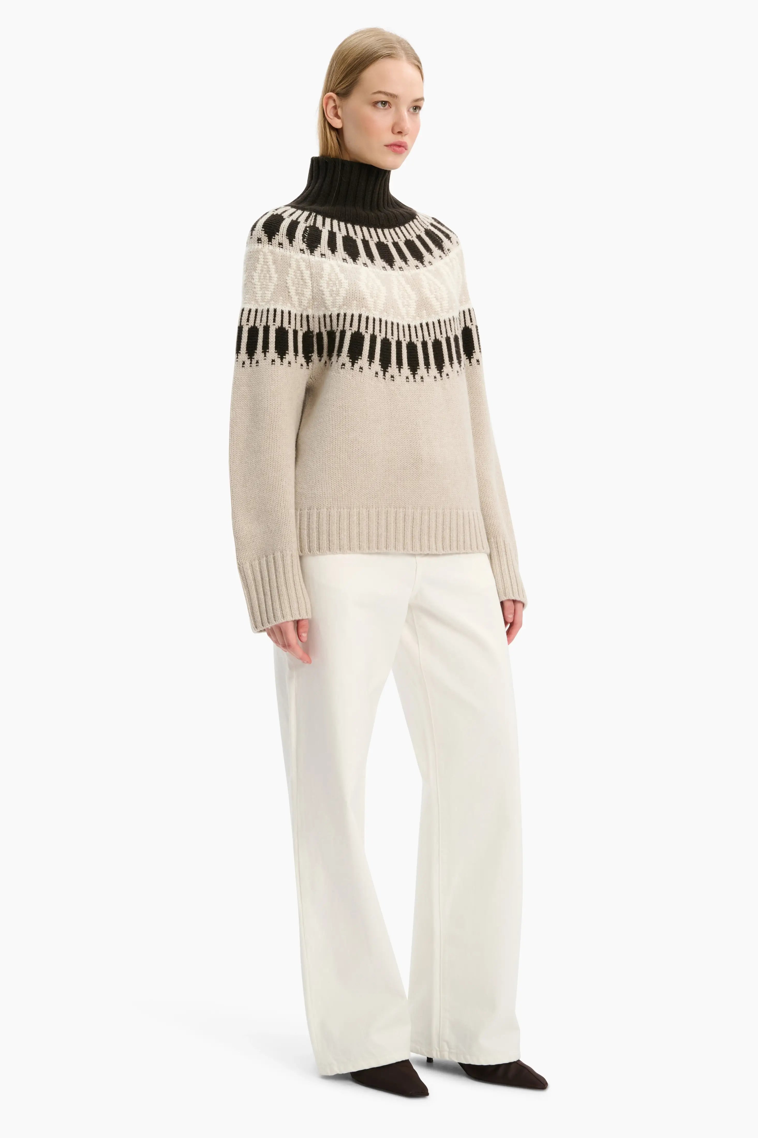 Whistler Sweater - Ivory, Chai & Brown Wood