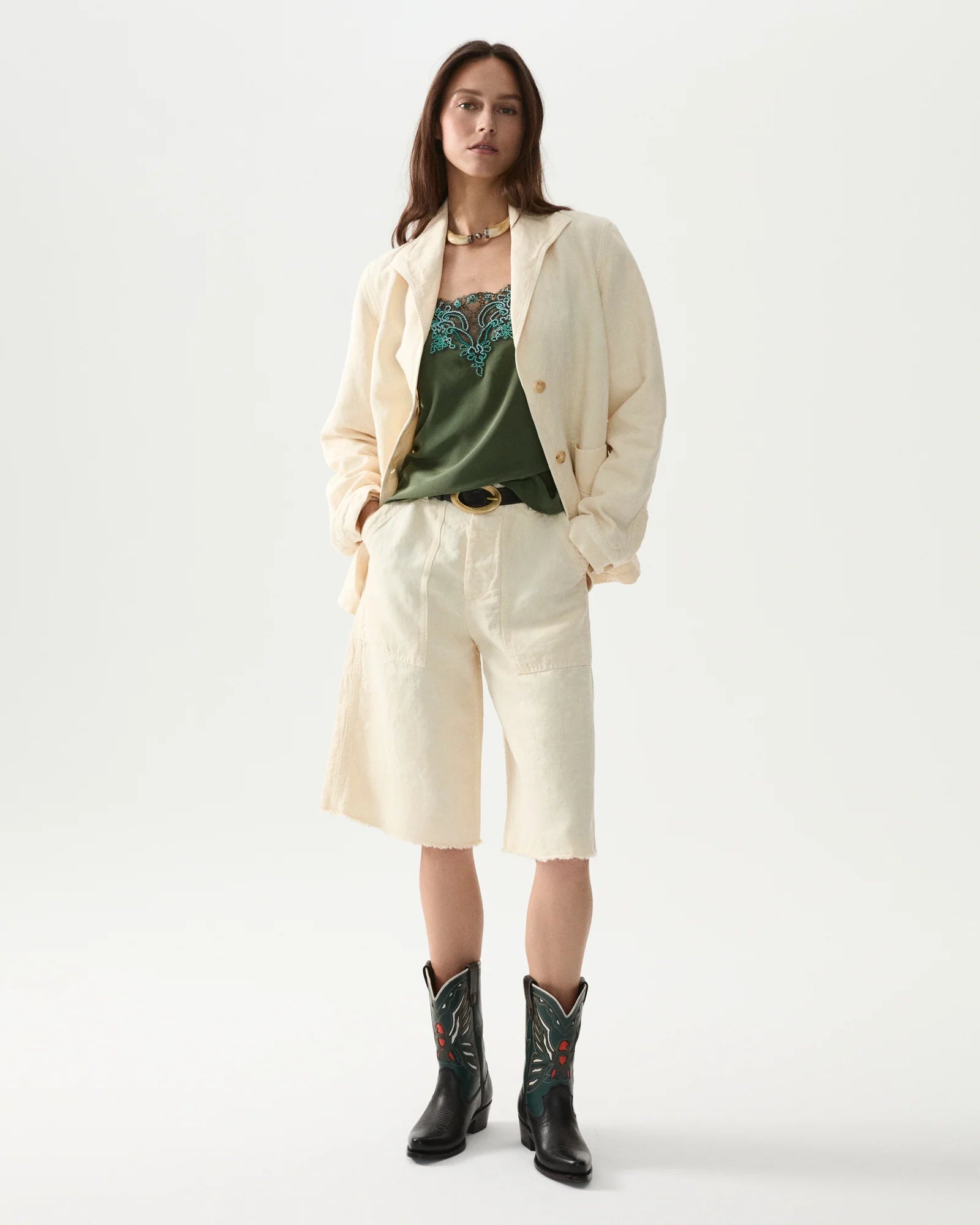 Fatigue Linen Bermuda Shorts